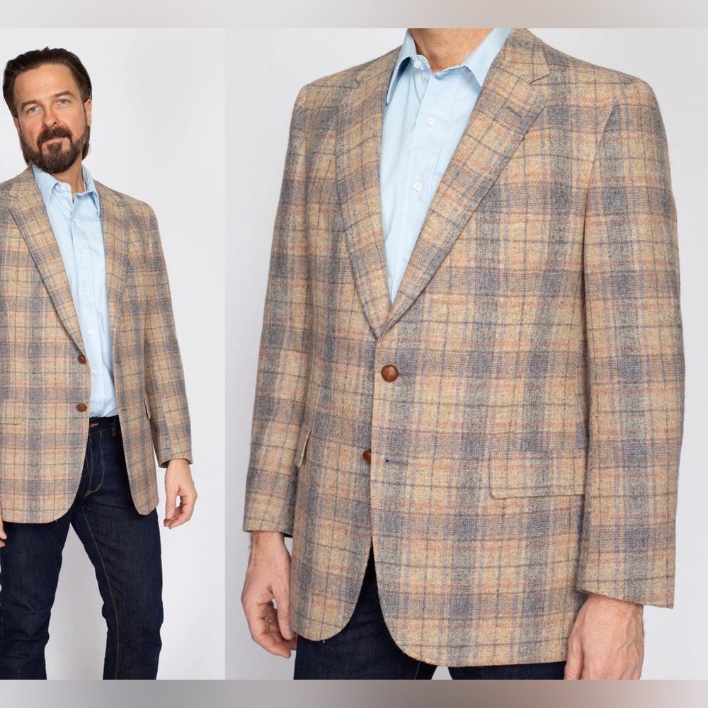 John Weitz  wool tweed plaid sport coat blazer